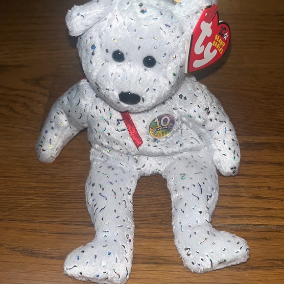 Ty Beanie Babies 2002 " Decade" 10th Anniversary White Bear Plush 9" Retired - Picture 6 of 12